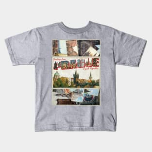 Greetings from Prague in Czech Republic Vintage style retro souvenir Kids T-Shirt